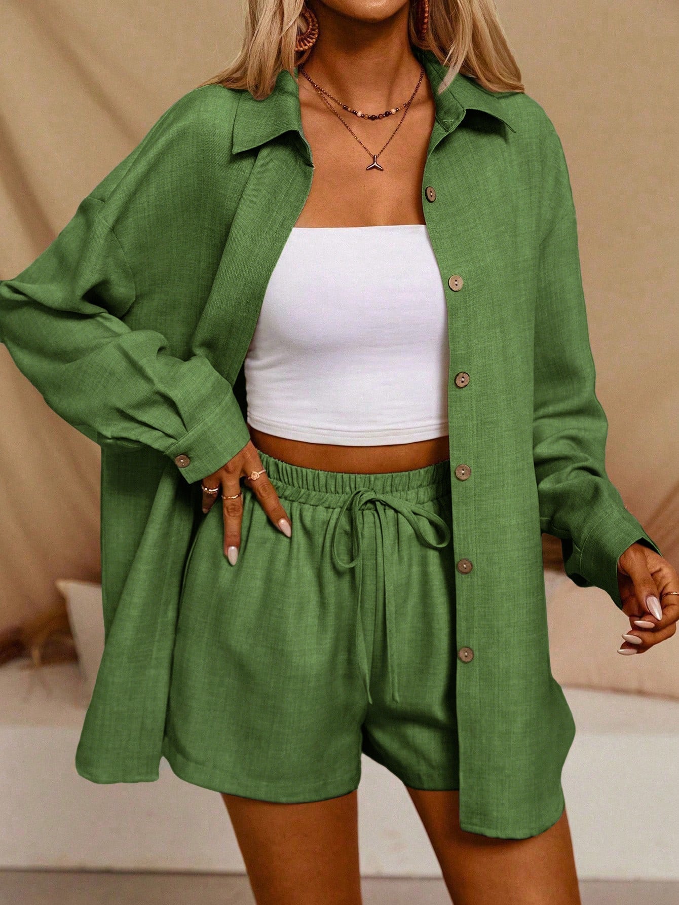 Tatting Cardigan With Shorts Fashion Casual Women's Suit PureLittleBloom.Co