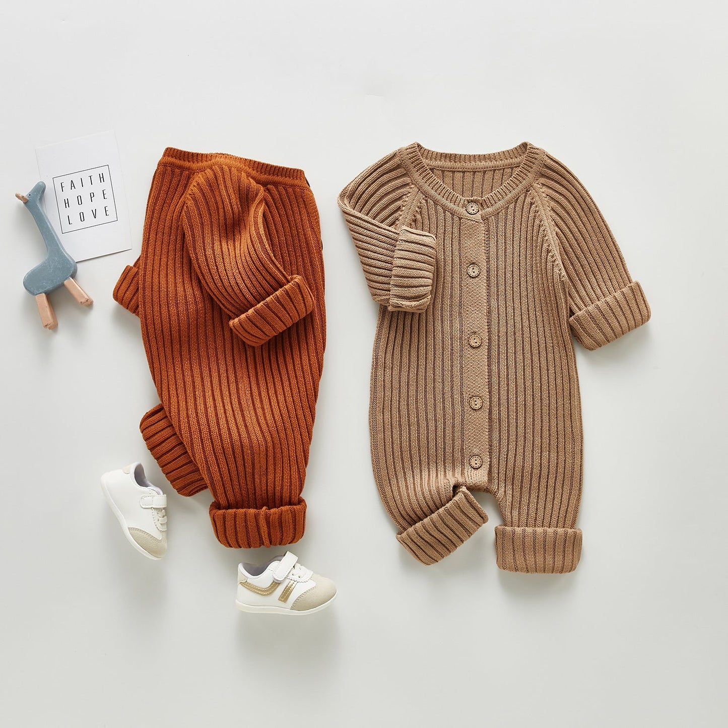 Spring And Autumn Baby Long-sleeved Knitted Jumpsuit Romper PureLittleBloom.Co