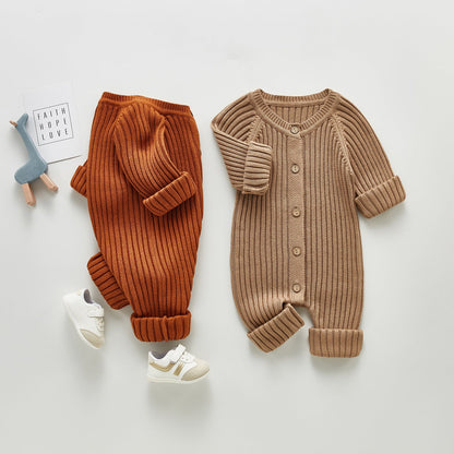 Spring And Autumn Baby Long-sleeved Knitted Jumpsuit Romper PureLittleBloom.Co