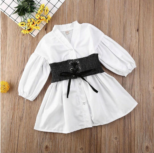 Kids Baby Irls Clothes White A-Line Shirt Dress For Irl PureLittleBloom.Co