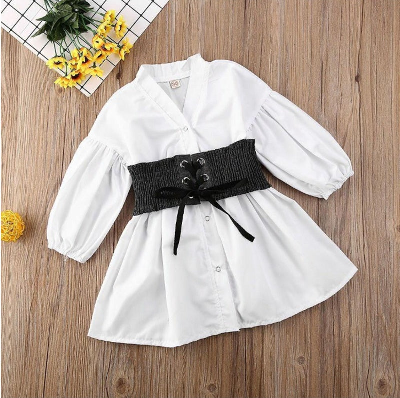 Kids Baby Irls Clothes White A-Line Shirt Dress For Irl PureLittleBloom.Co