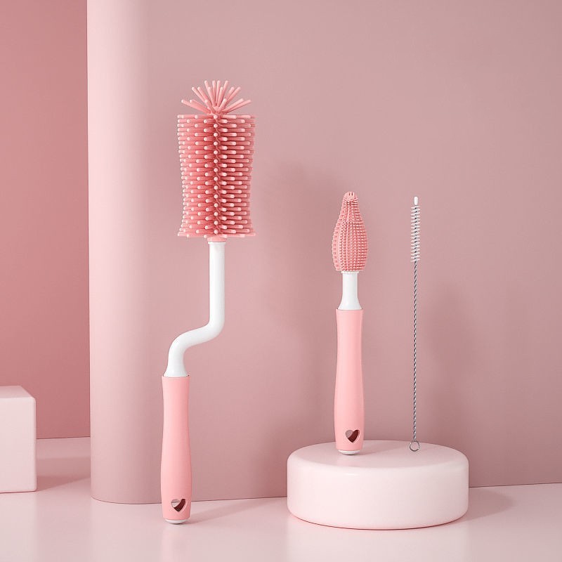 Baby Silicone Baby Bottle Brush Straw Scrubbing Baby Bottle Brush Cleaning PureLittleBloom.Co