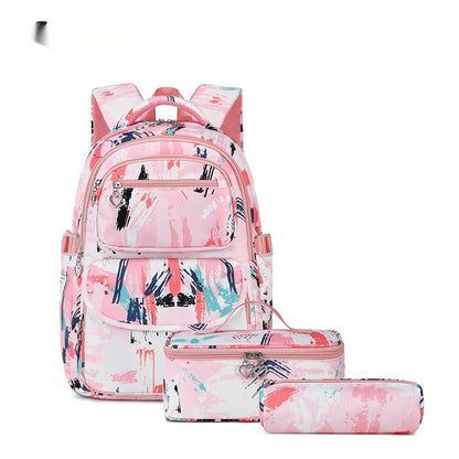 New Printed Schoolbag Three-piece Fashion Backpack PureLittleBloom.Co
