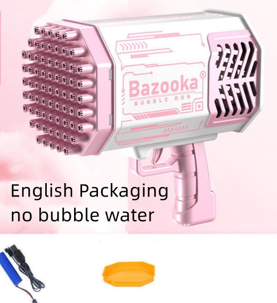 Bubble Gun Rocket 69 Holes Soap Bubbles Machine Gun Shape Automatic Blower With Light Toys For Kids Pomperos PureLittleBloom.Co