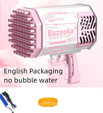Bubble Gun Rocket 69 Holes Soap Bubbles Machine Gun Shape Automatic Blower With Light Toys For Kids Pomperos PureLittleBloom.Co