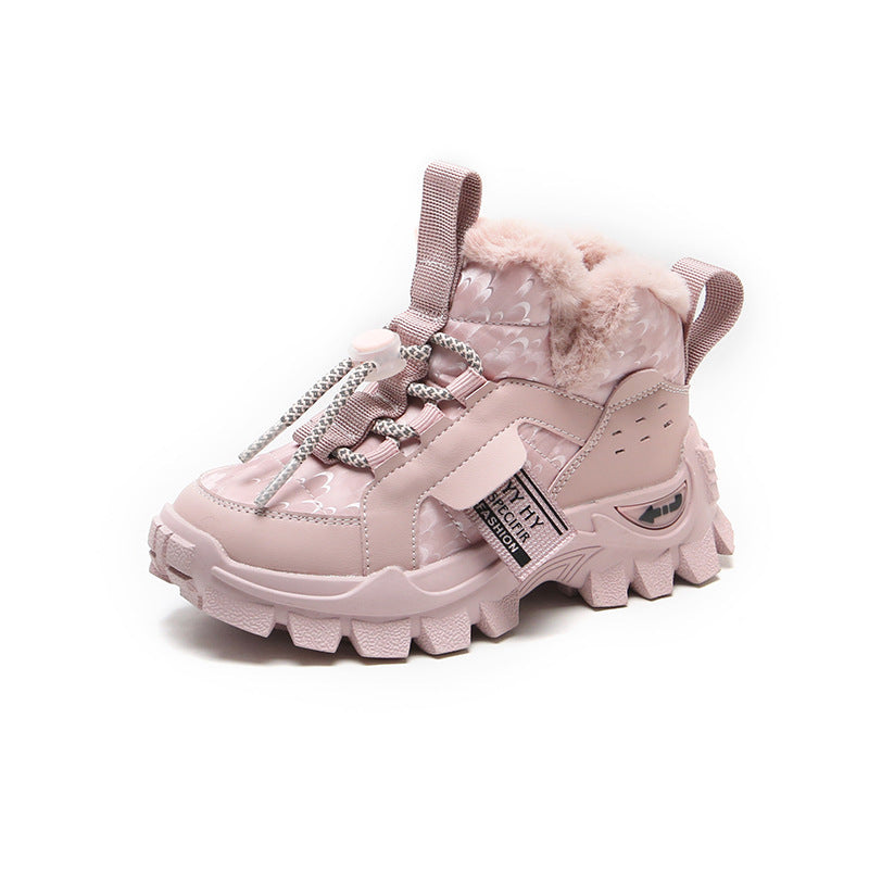 Fashionable And Simple Children's Fur One Thickened Snow Boots PureLittleBloom.Co