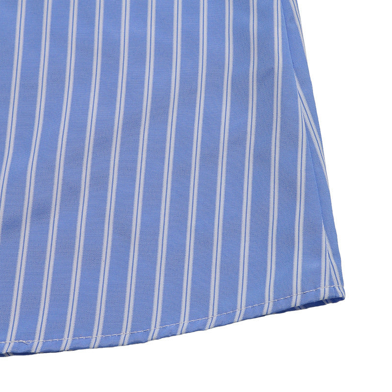 Women's Striped Tie Front Puff Sleeve Summer Casual Mini Dresses Loose Flowy Sundress PureLittleBloom.Co