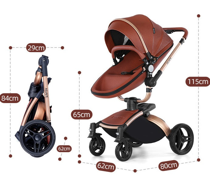 High Landscape Baby Stroller 360-degree Rotation 3-in-1 Basket Foldable PureLittleBloom.Co