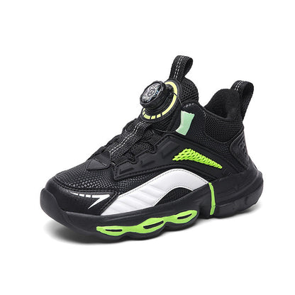 Autumn And Winter Non-slip Outdoor New Rotating Buckle Children's Waterproof Leather Basketball Shoes PureLittleBloom.Co