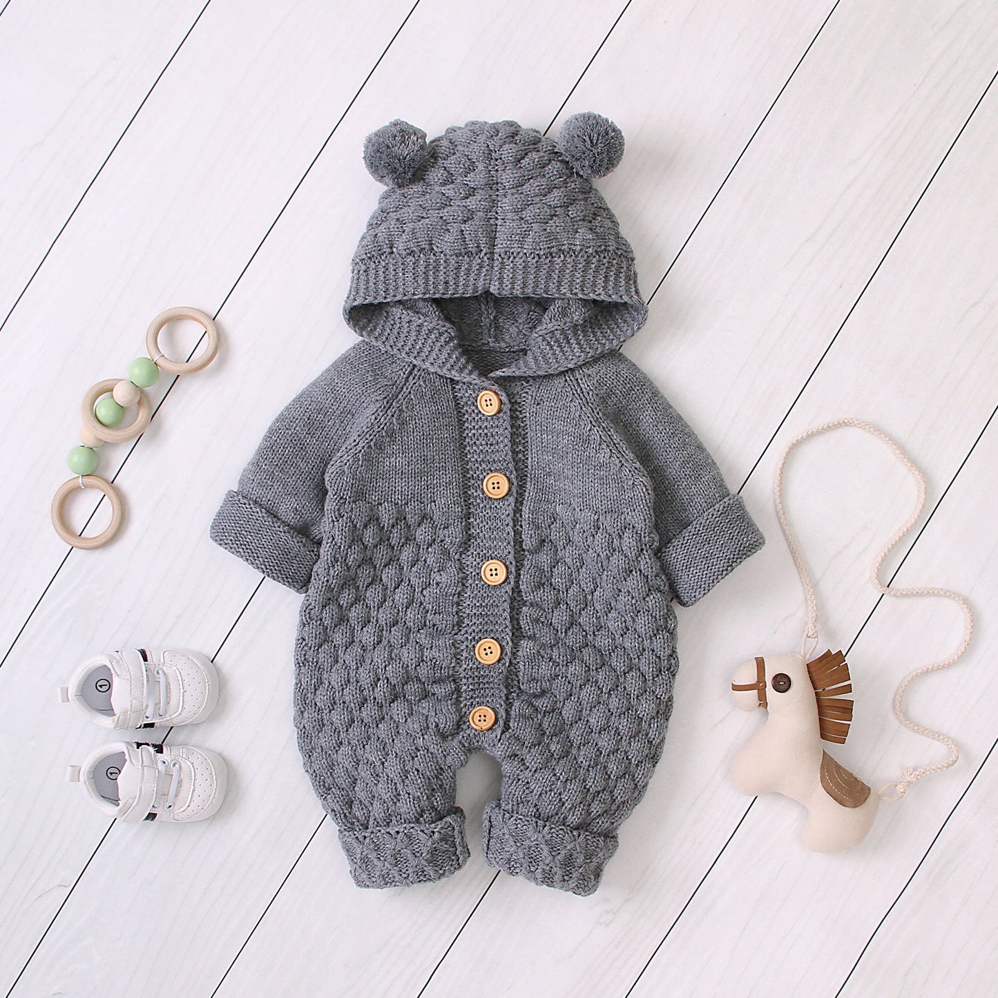 Hooded knitted jumpsuit PureLittleBloom.Co