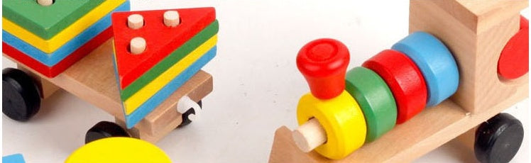 Wooden Train Three-section Tractor Toy Children's Intelligence Puzzle Toys Educational Toys PureLittleBloom.Co