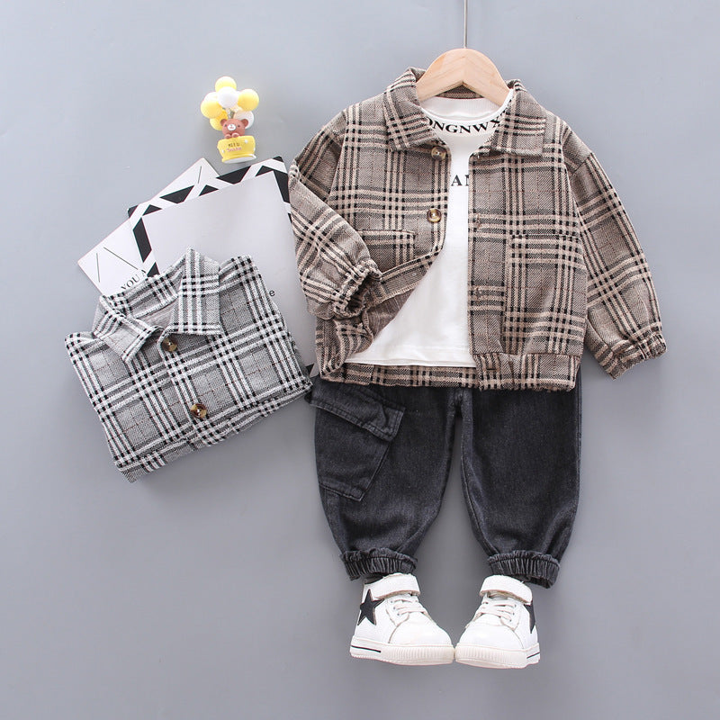 Baby boy long sleeve plaid suit PureLittleBloom.Co