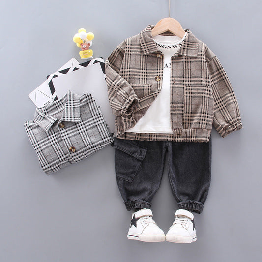 Baby boy long sleeve plaid suit PureLittleBloom.Co