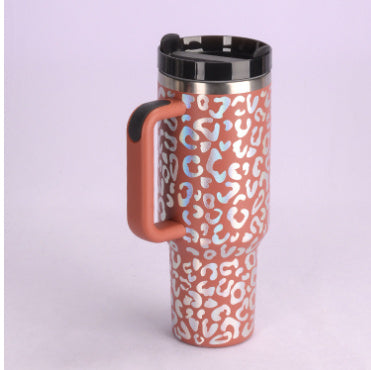 40 Oz Tumbler With Handle Straw Insulated, Stainless Steel Spill Proof Vacuum Coffee Cup Tumbler With Lid Tapered Mug Gifts For Valentine Lover Suitable For Car Gym Office Travel PureLittleBloom.Co