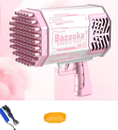 Bubble Gun Rocket 69 Holes Soap Bubbles Machine Gun Shape Automatic Blower With Light Toys For Kids Pomperos PureLittleBloom.Co
