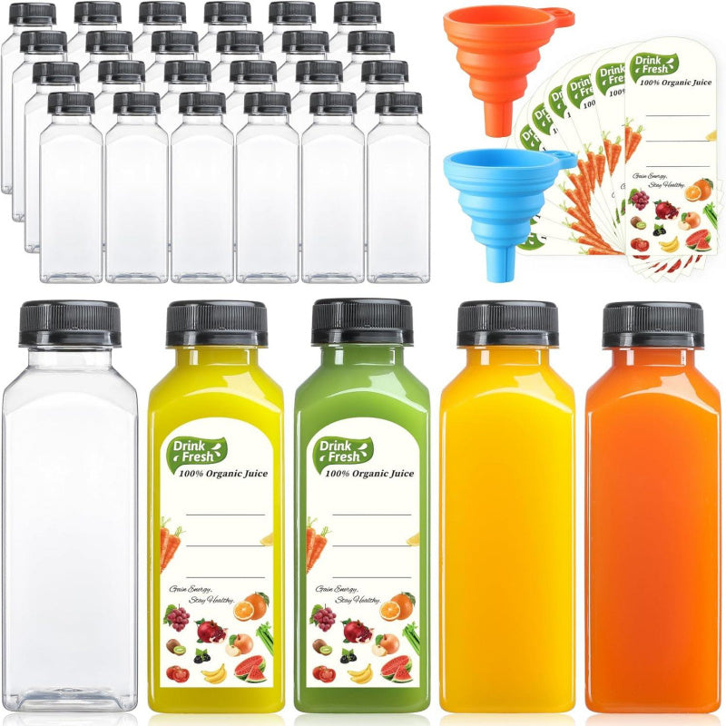 Disposable 38-mouth Square Plastic Clear With Cover Juice Bottle PureLittleBloom.Co