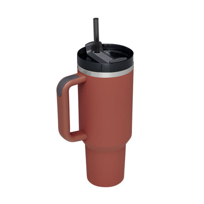 40 Oz Tumbler With Handle Straw Insulated, Stainless Steel Spill Proof Vacuum Coffee Cup Tumbler With Lid Tapered Mug Gifts For Valentine Lover Suitable For Car Gym Office Travel PureLittleBloom.Co