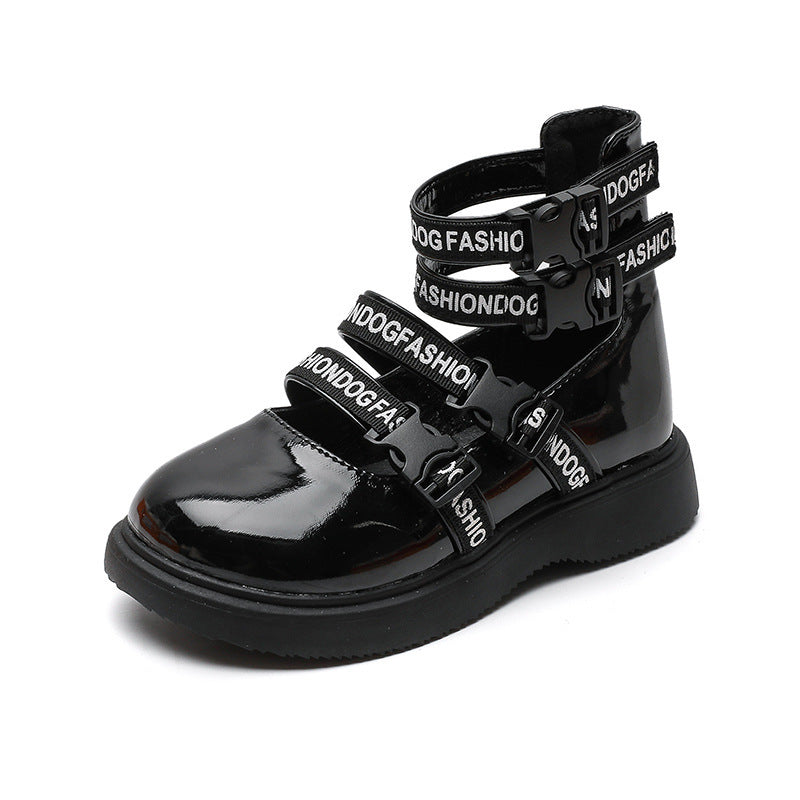 Korean Girl Middle Cut Leather Boots PureLittleBloom.Co