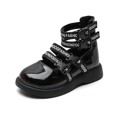 Korean Girl Middle Cut Leather Boots PureLittleBloom.Co