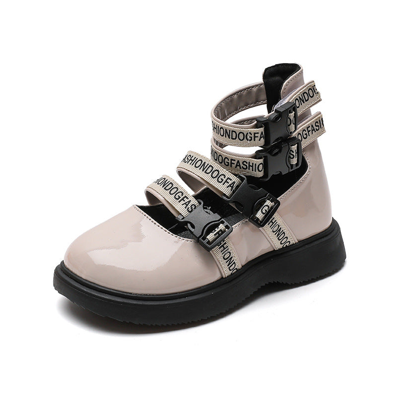 Korean Girl Middle Cut Leather Boots PureLittleBloom.Co