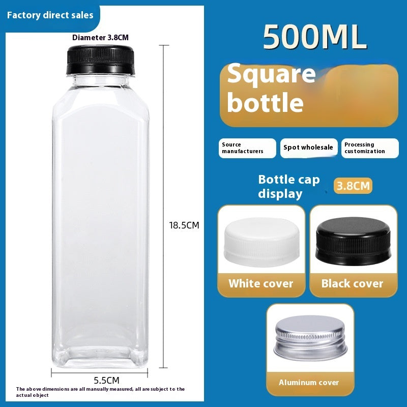 Disposable 38-mouth Square Plastic Clear With Cover Juice Bottle PureLittleBloom.Co