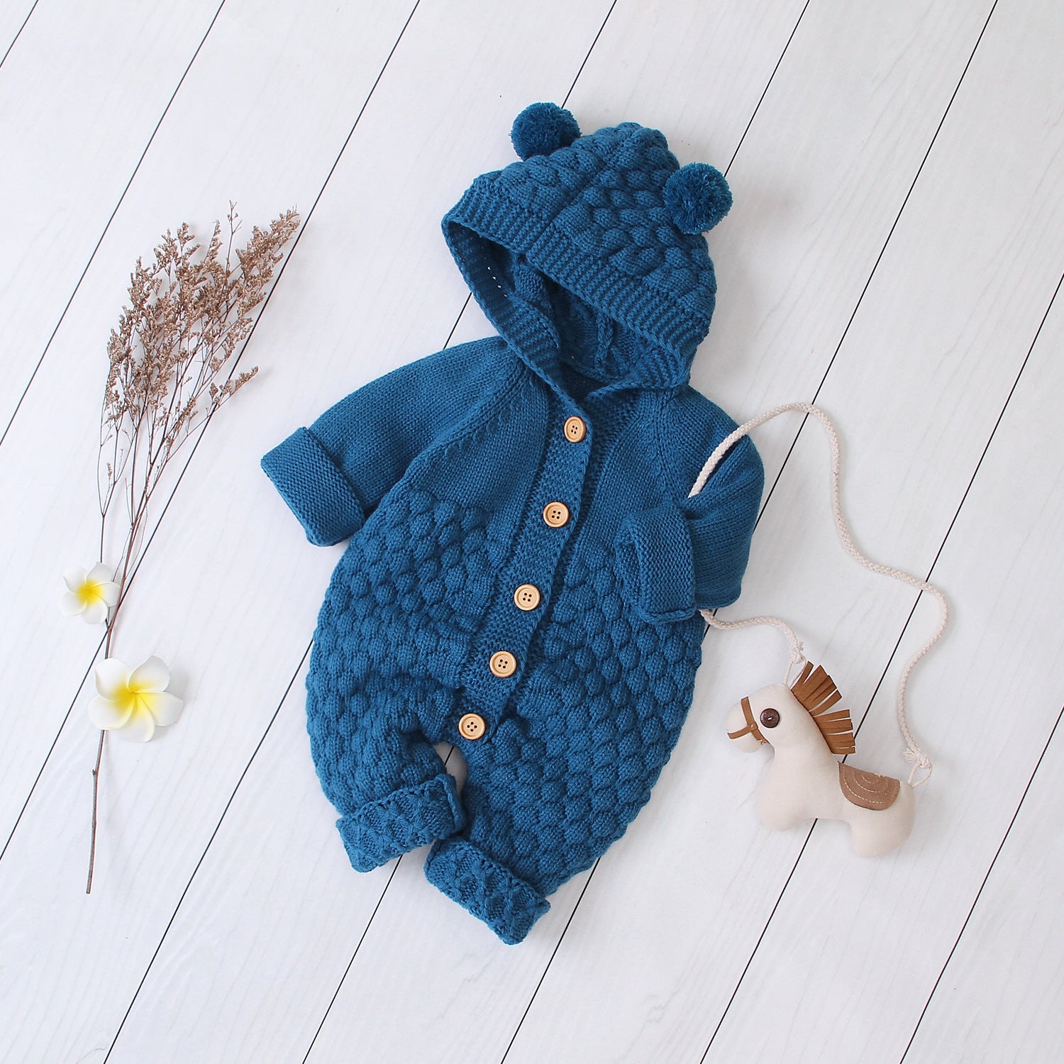 Hooded knitted jumpsuit PureLittleBloom.Co