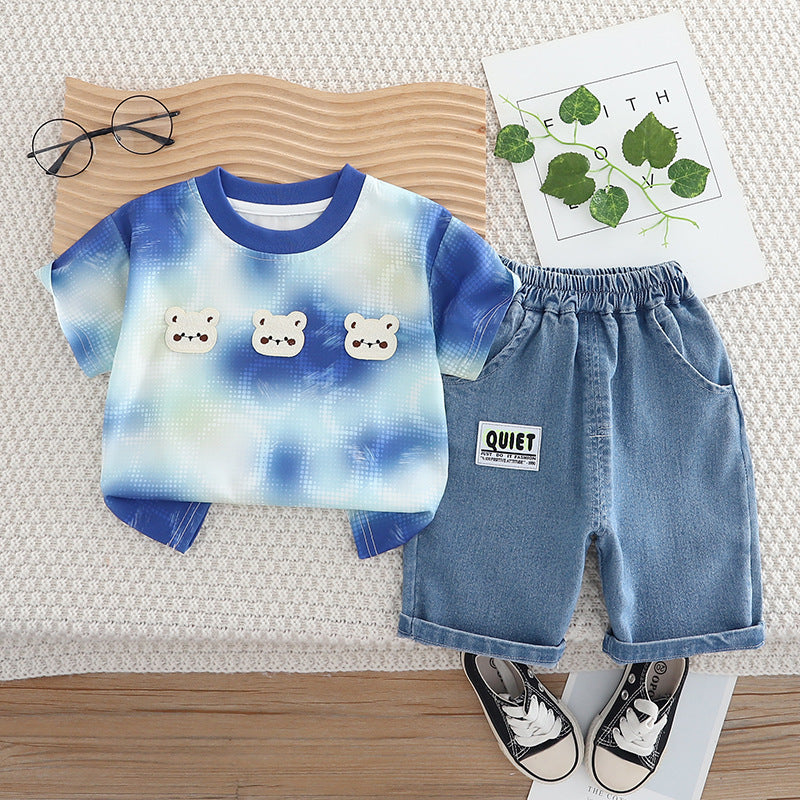Baby Suit Three Bear Short Sleeve Two-piece Set PureLittleBloom.Co