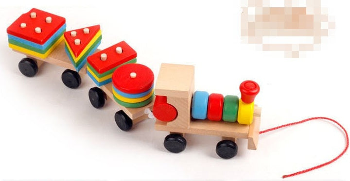 Wooden Train Three-section Tractor Toy Children's Intelligence Puzzle Toys Educational Toys PureLittleBloom.Co