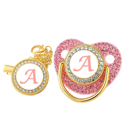 Diamond Baby Silica Gel Pacifier Baby With Diamond 26 English Letters PureLittleBloom.Co