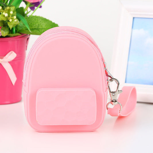 Lovely silicone earphone backpack portable handbag, handbag, handbag, purse, zero purse, children's candy color key bag manufacturer PureLittleBloom.Co