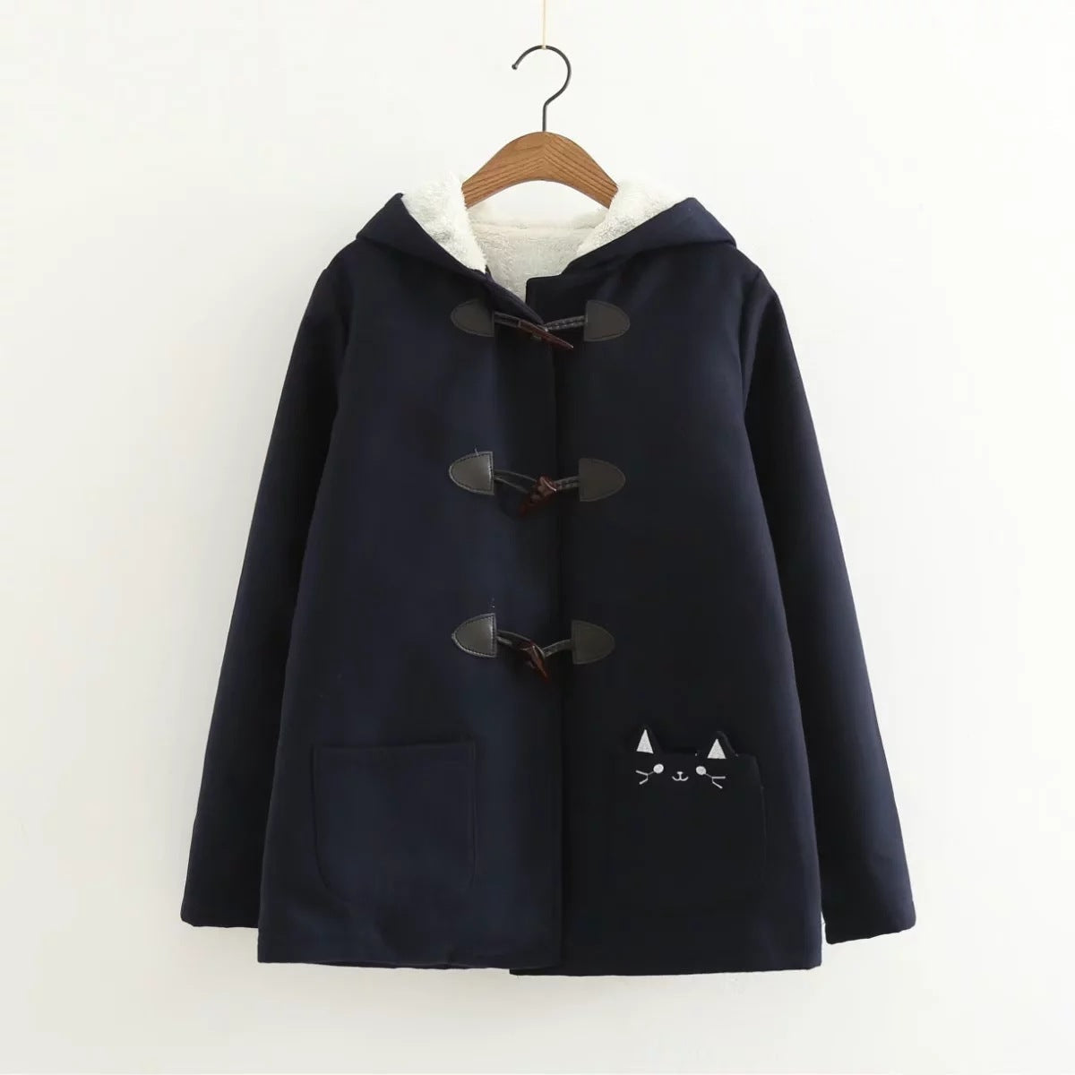 Horn button plus fleece coat PureLittleBloom.Co