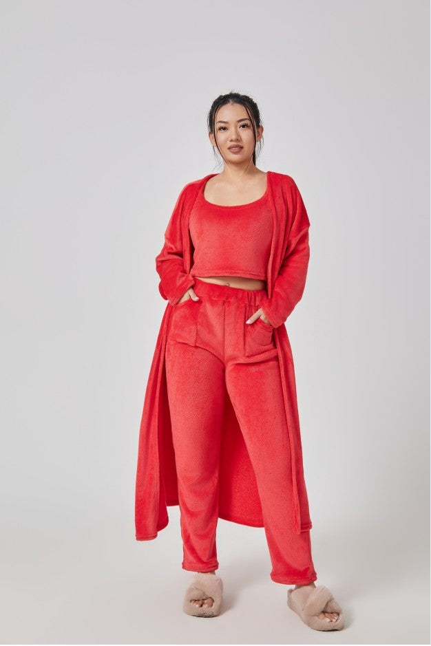 Cozy Pajama Set, 3 Piece Lounge Set, Cute Loungewear, Warm Suit Sets, Matching Set, Lounge Set, 3 Piece Pant Sets, Women Winter Dress PureLittleBloom.Co