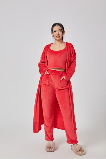 Cozy Pajama Set, 3 Piece Lounge Set, Cute Loungewear, Warm Suit Sets, Matching Set, Lounge Set, 3 Piece Pant Sets, Women Winter Dress PureLittleBloom.Co