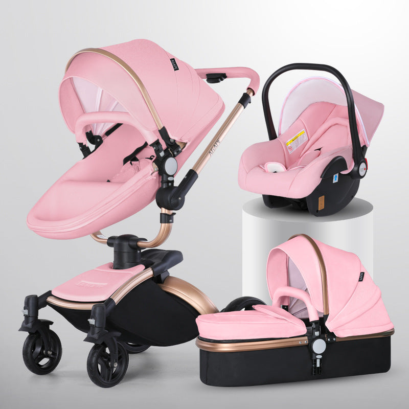 High Landscape Baby Stroller 360-degree Rotation 3-in-1 Basket Foldable PureLittleBloom.Co