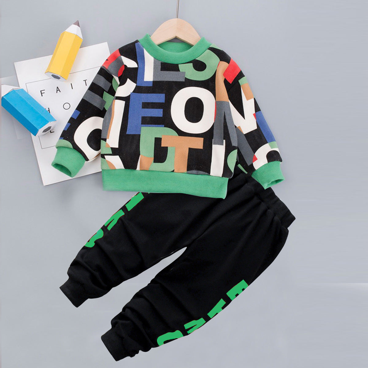 Spring children's clothing boy and girl suit two-piece cartoon sweater PureLittleBloom.Co
