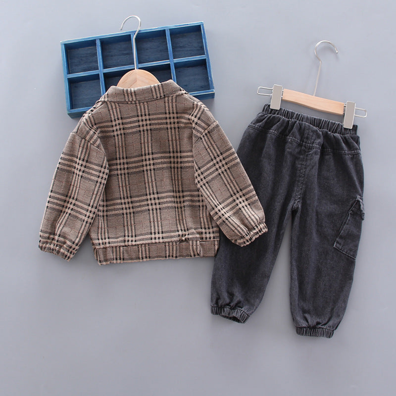 Baby boy long sleeve plaid suit PureLittleBloom.Co