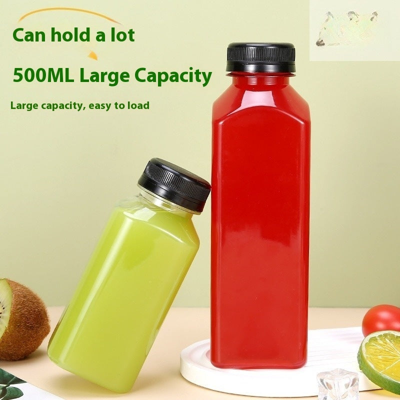 Disposable 38-mouth Square Plastic Clear With Cover Juice Bottle PureLittleBloom.Co