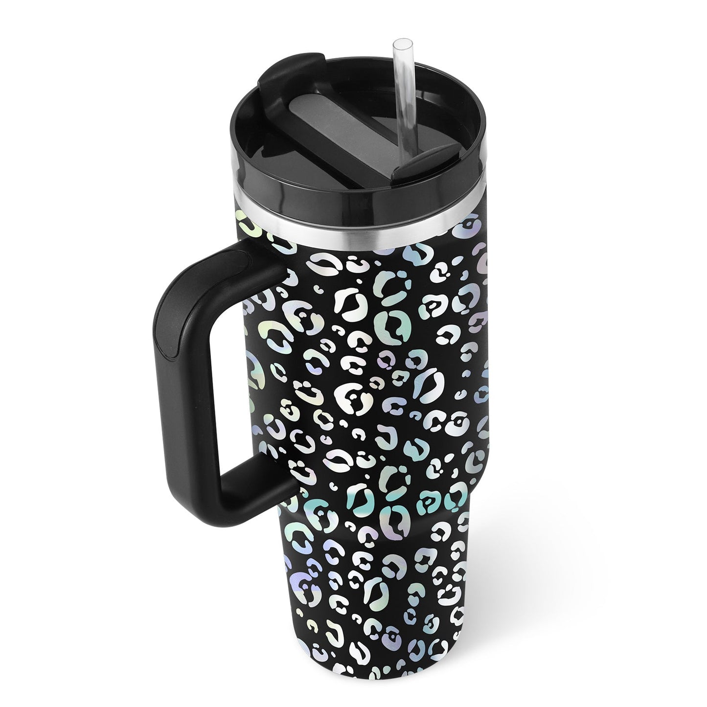 40 Oz Tumbler With Handle Straw Insulated, Stainless Steel Spill Proof Vacuum Coffee Cup Tumbler With Lid Tapered Mug Gifts For Valentine Lover Suitable For Car Gym Office Travel PureLittleBloom.Co