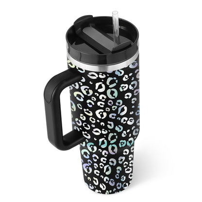 40 Oz Tumbler With Handle Straw Insulated, Stainless Steel Spill Proof Vacuum Coffee Cup Tumbler With Lid Tapered Mug Gifts For Valentine Lover Suitable For Car Gym Office Travel PureLittleBloom.Co