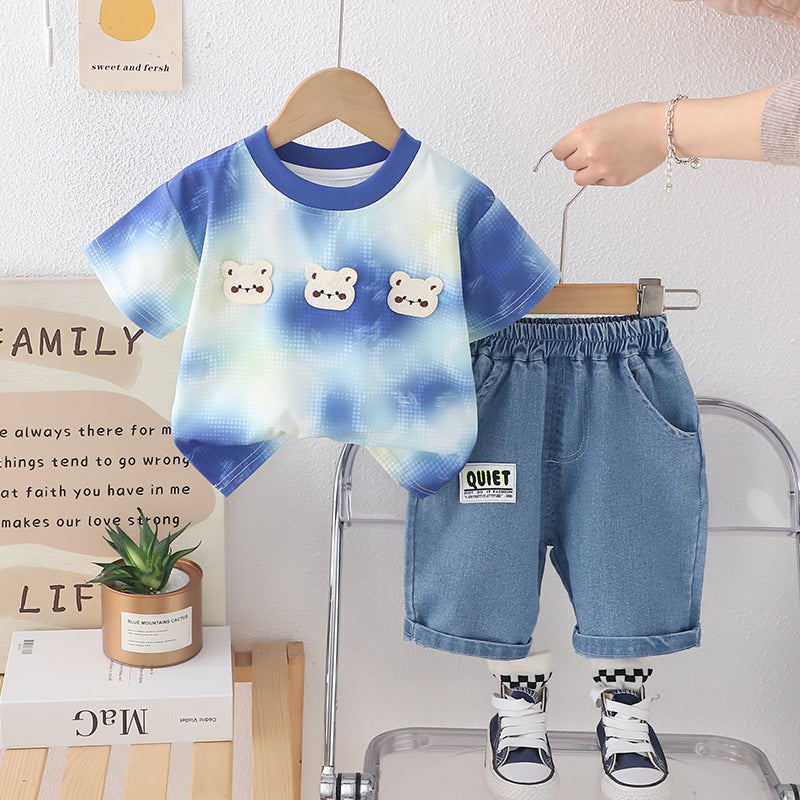 Baby Suit Three Bear Short Sleeve Two-piece Set PureLittleBloom.Co