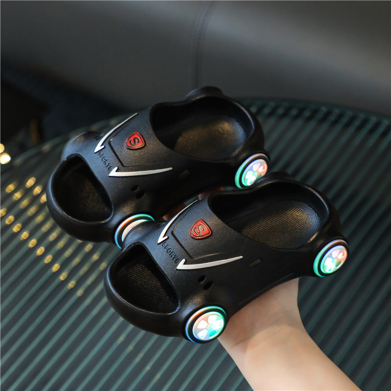 Kids Glowing Slippers Cartoon Car Sandals Children Sandals Anti Slip Boys Girls Luminous Slippers Summer Beach Shoes PureLittleBloom.Co