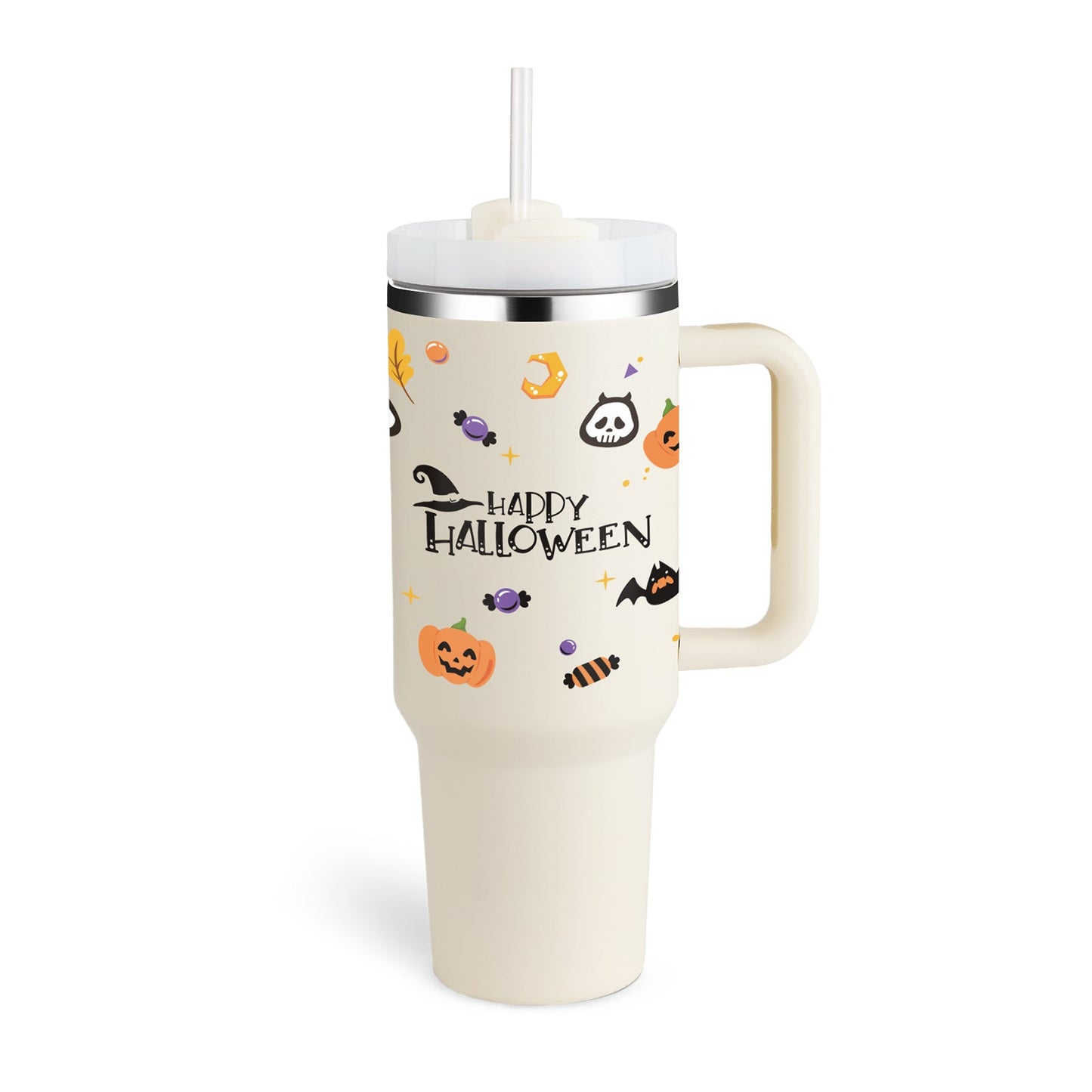 40 Oz Tumbler With Handle Straw Insulated, Stainless Steel Spill Proof Vacuum Coffee Cup Tumbler With Lid Tapered Mug Gifts For Valentine Lover Suitable For Car Gym Office Travel PureLittleBloom.Co