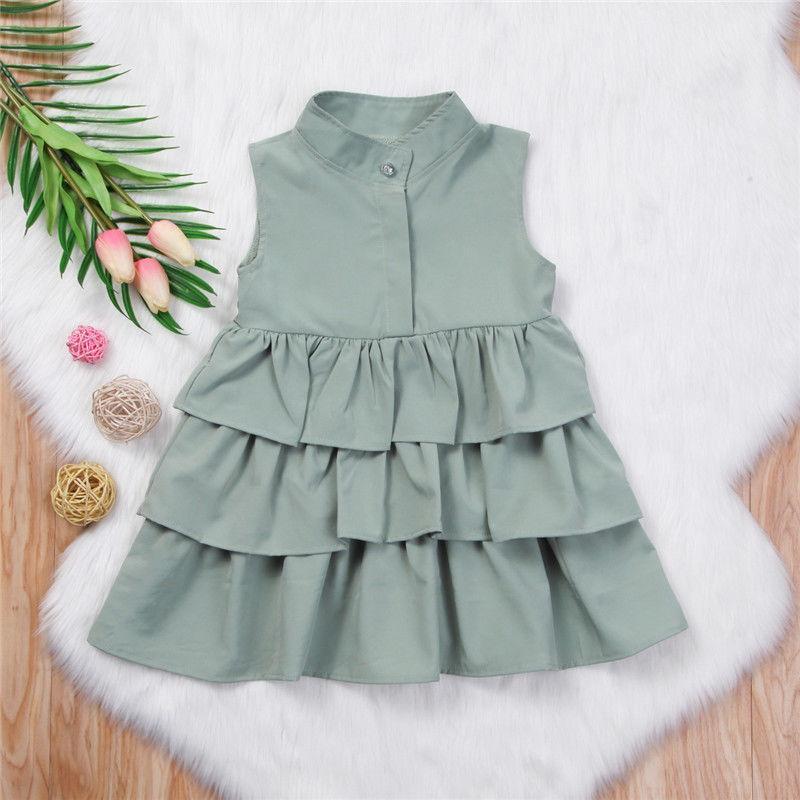 Fashion Simple Solid Color Sleeveless Small And Medium Girl Dress PureLittleBloom.Co