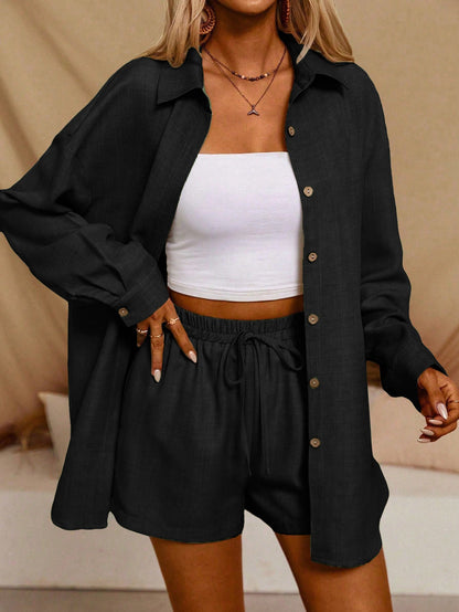 Tatting Cardigan With Shorts Fashion Casual Women's Suit PureLittleBloom.Co