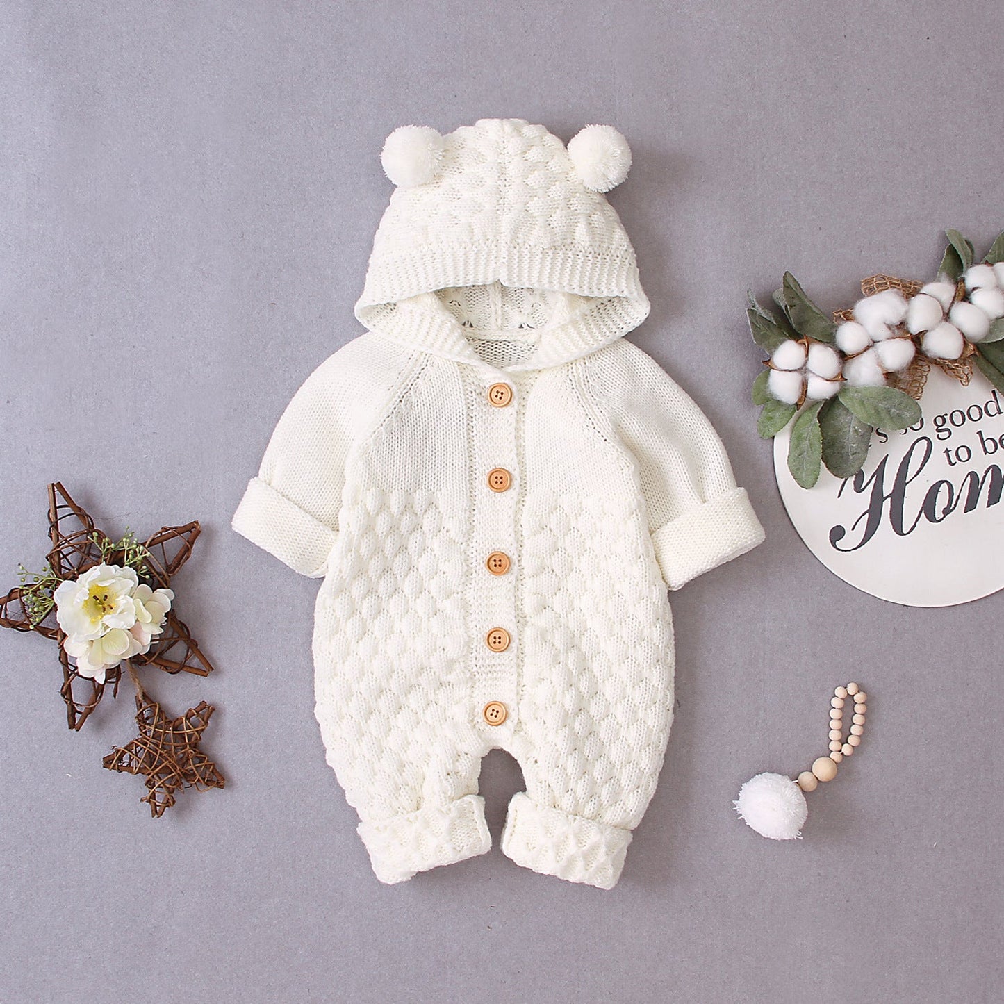 Hooded knitted jumpsuit PureLittleBloom.Co