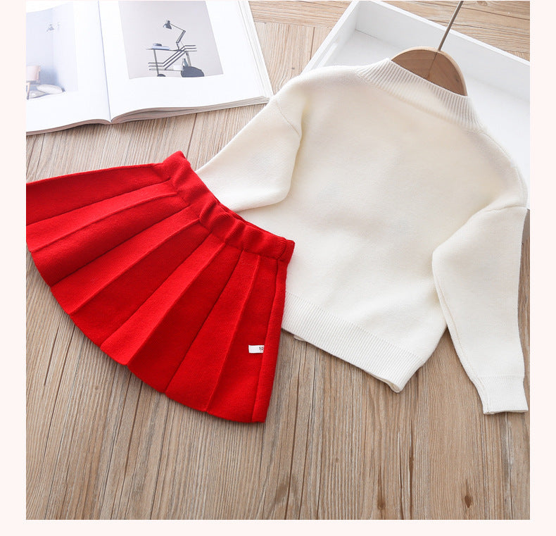 Two-piece Baby Girl Mink Wool Sweater Dress PureLittleBloom.Co