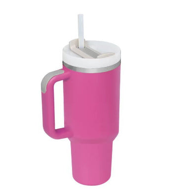40 Oz Tumbler With Handle Straw Insulated, Stainless Steel Spill Proof Vacuum Coffee Cup Tumbler With Lid Tapered Mug Gifts For Valentine Lover Suitable For Car Gym Office Travel PureLittleBloom.Co