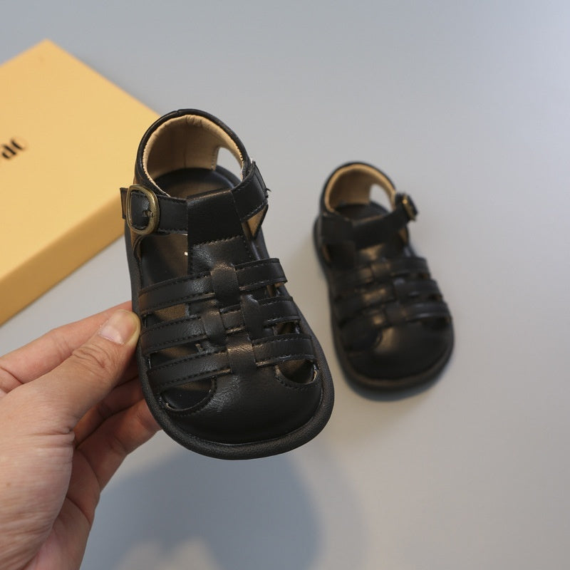 Girls' Closed Toe Children's Shoes Toddler Shoes Woven Hollowed Roman Shoes PureLittleBloom.Co