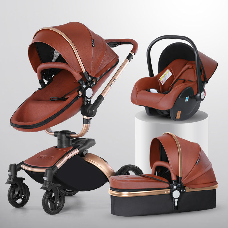 High Landscape Baby Stroller 360-degree Rotation 3-in-1 Basket Foldable PureLittleBloom.Co