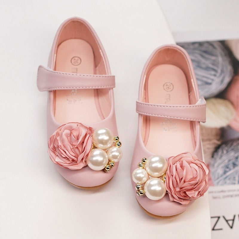 Girls Pearl Bow Show Princess Shoes PureLittleBloom.Co